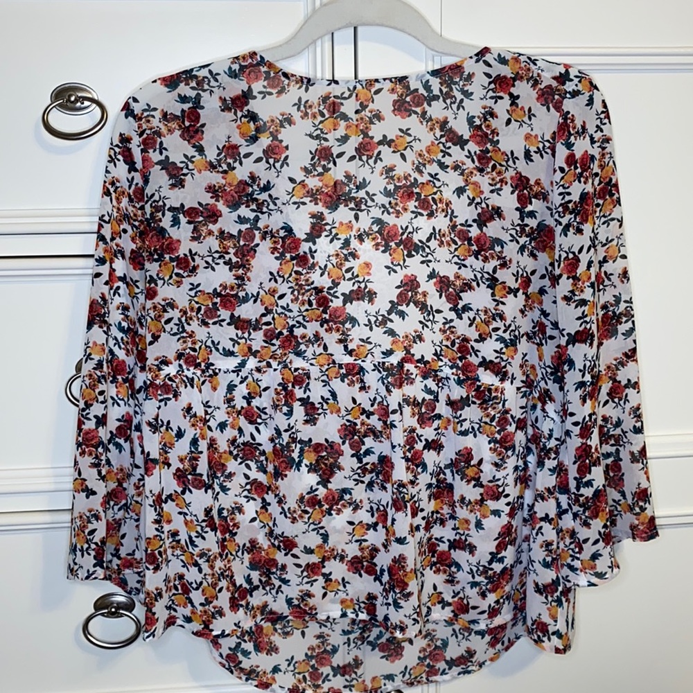 Floral Multi Colored Blouse with Crochet Back